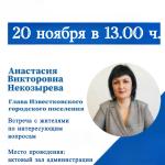 20 ноября в 13.00 ч.  встреча с жителями поселения 